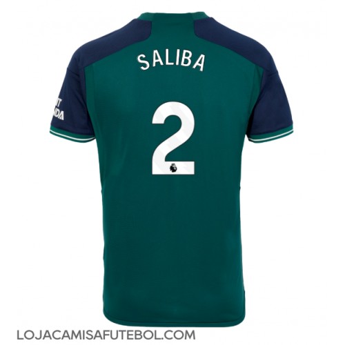 Camisa de Futebol Arsenal William Saliba #2 Equipamento Alternativo 2023-24 Manga Curta